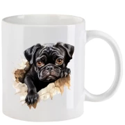 Tasse mit Mops schwarz aquarell