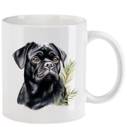 Tasse mit Mops schwarz aquarell