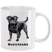 Tasse mit Mops schwarz aquarell