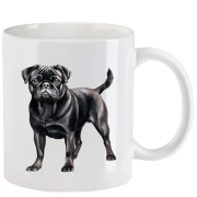 Tasse mit Mops schwarz aquarell