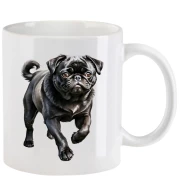 Tasse mit Mops schwarz aquarell