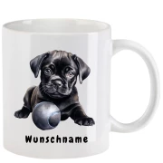 Tasse mit Mops schwarz aquarell