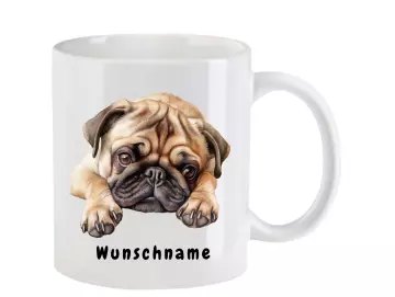 Tasse mit Mops aquarell Teil 1