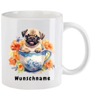 Tasse mit Mops aquarell Teil 2