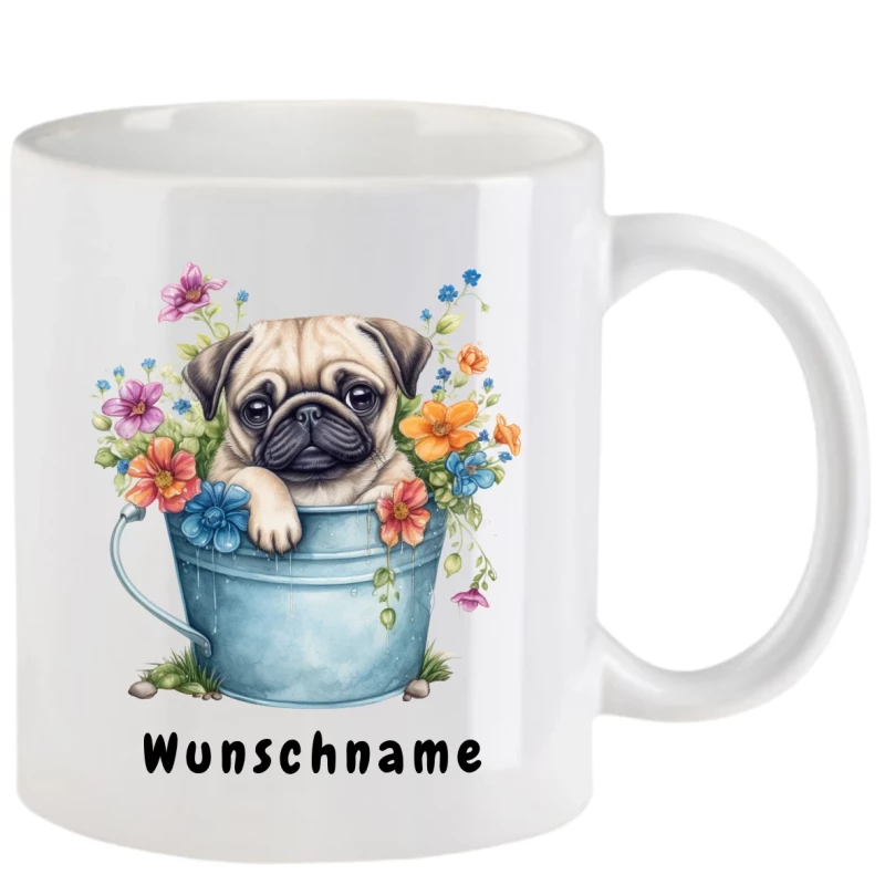 Tasse mit Mops aquarell Teil 2