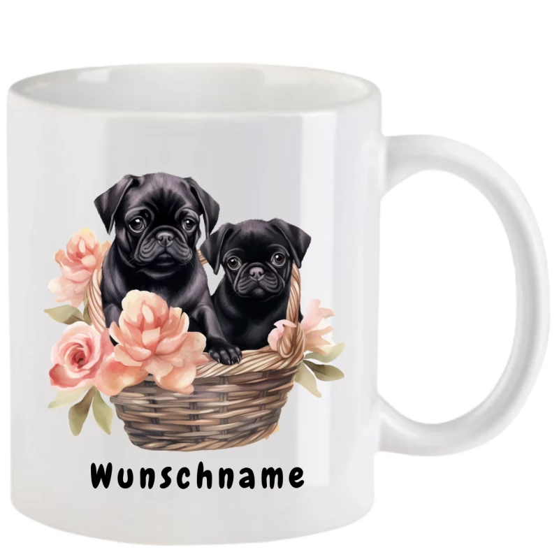 Tasse mit Mops aquarell Teil 2