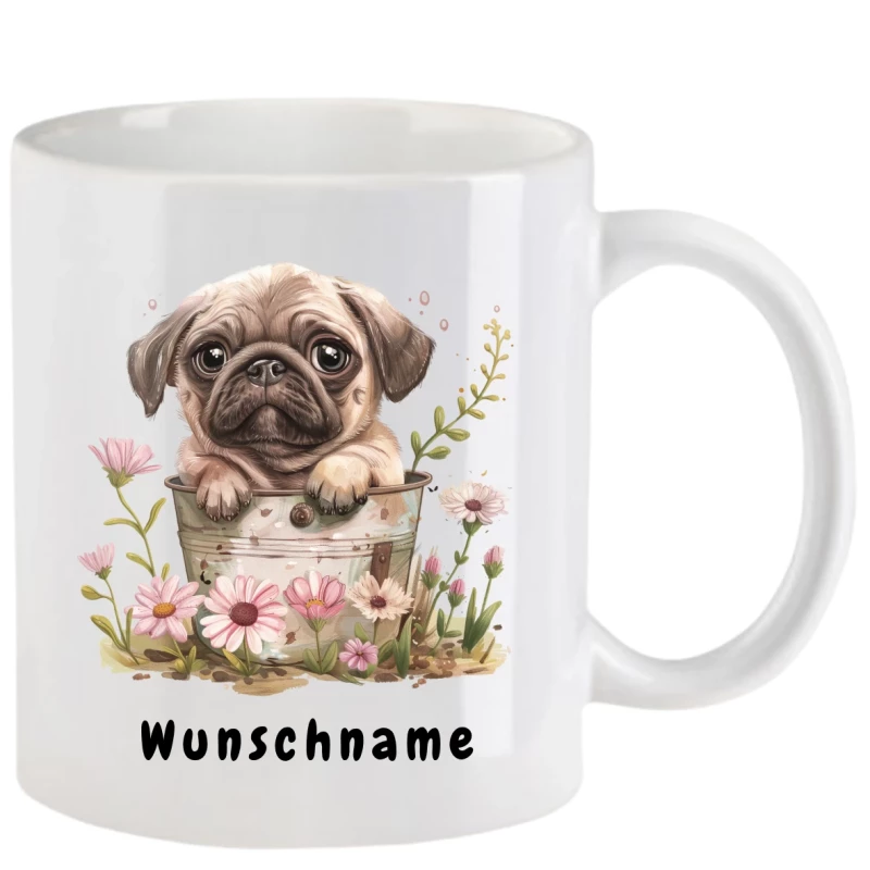 Tasse mit Mops aquarell Teil 2