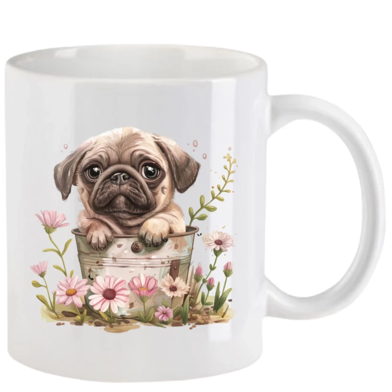 Tasse mit Mops aquarell Teil 2