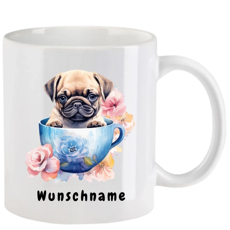 Tasse mit Mops aquarell Teil 2