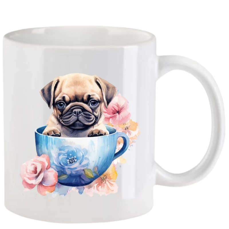 Tasse mit Mops aquarell Teil 2