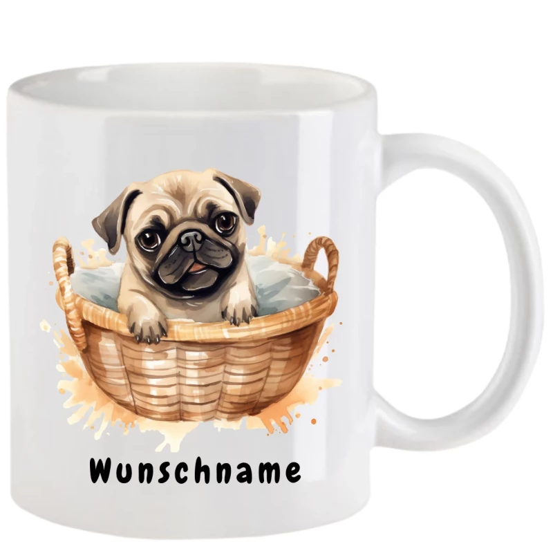 Tasse mit Mops aquarell Teil 2