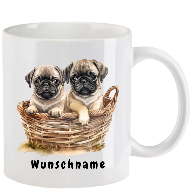 Tasse mit Mops aquarell Teil 2