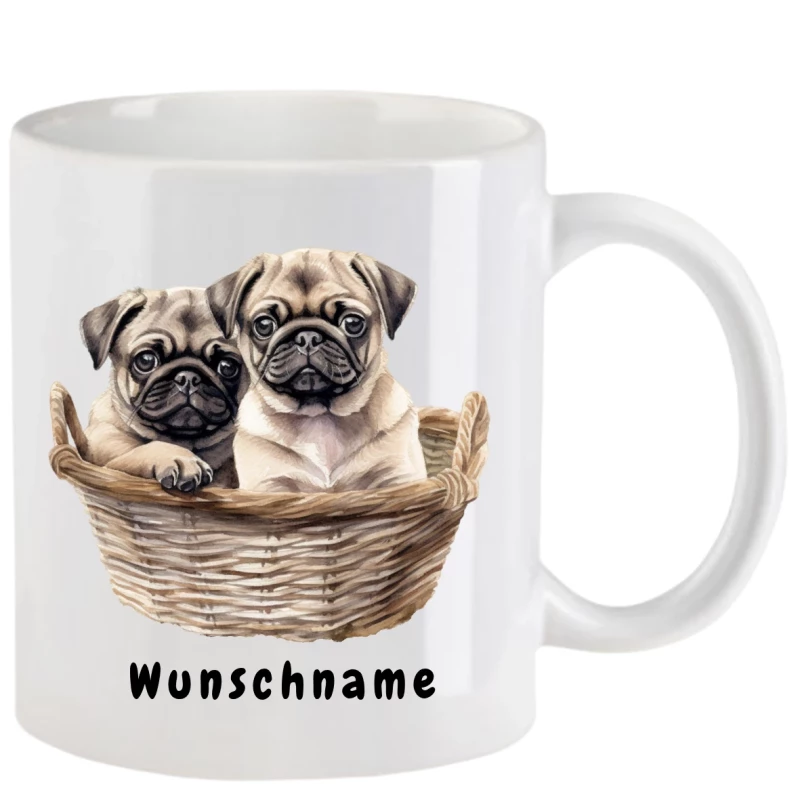 Tasse mit Mops aquarell Teil 2