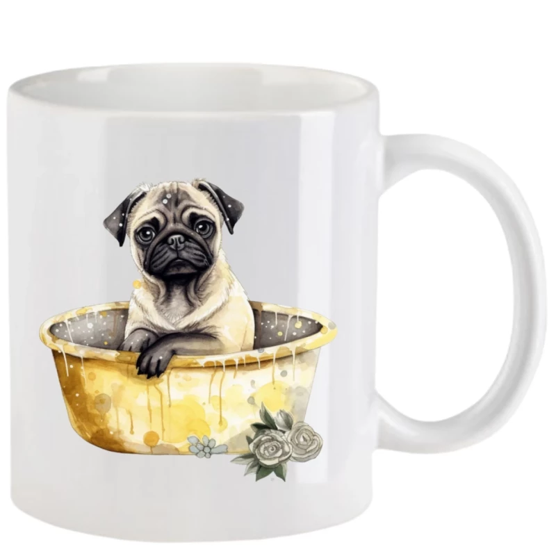 Tasse mit Mops aquarell Teil 2