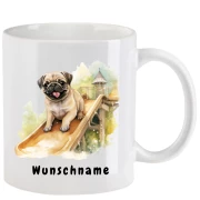 Tasse mit Mops aquarell Teil 3