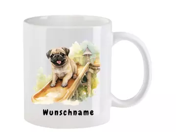 Tasse mit Mops aquarell Teil 3