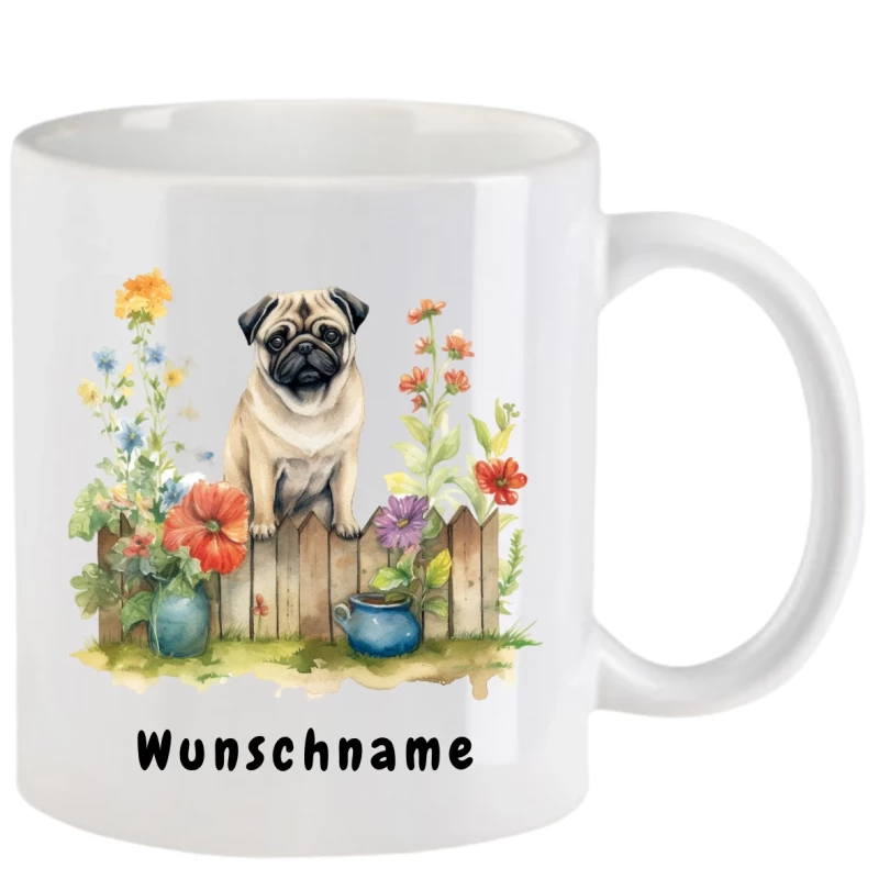 Tasse mit Mops aquarell Teil 3