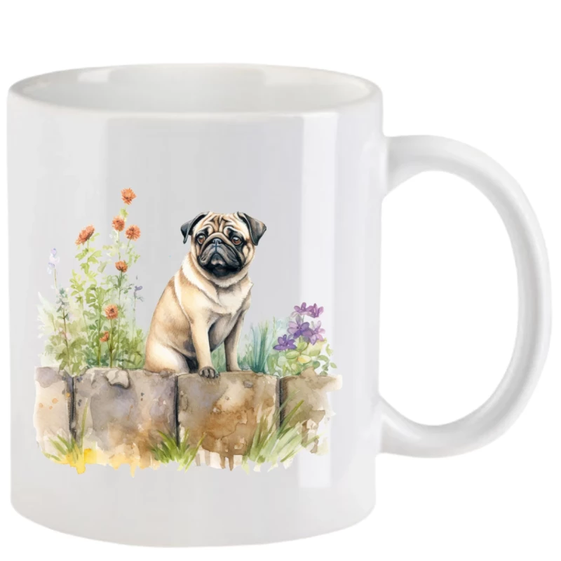 Tasse mit Mops aquarell Teil 3