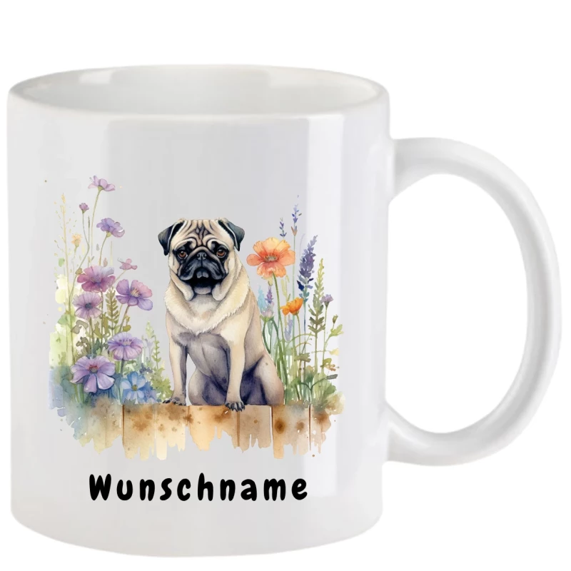 Tasse mit Mops aquarell Teil 3