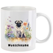 Tasse mit Mops aquarell Teil 3