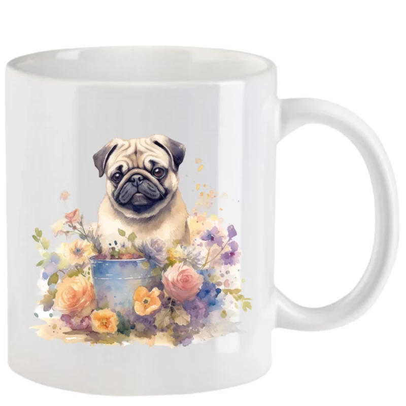 Tasse mit Mops aquarell Teil 3