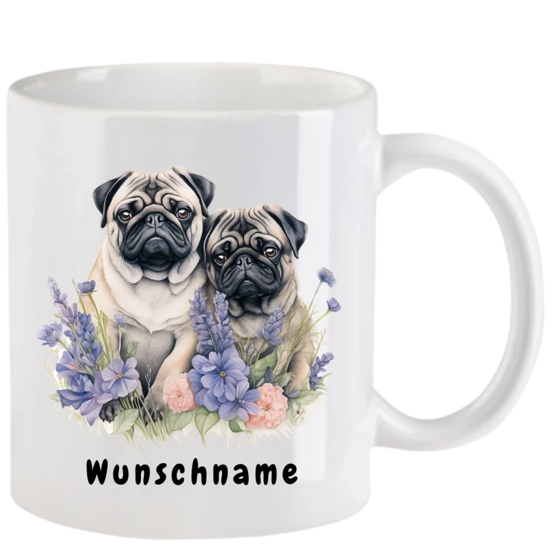 Tasse mit Mops aquarell Teil 3