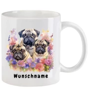 Tasse mit Mops aquarell Teil 3