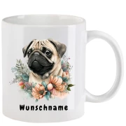 Tasse mit Mops aquarell Teil 3