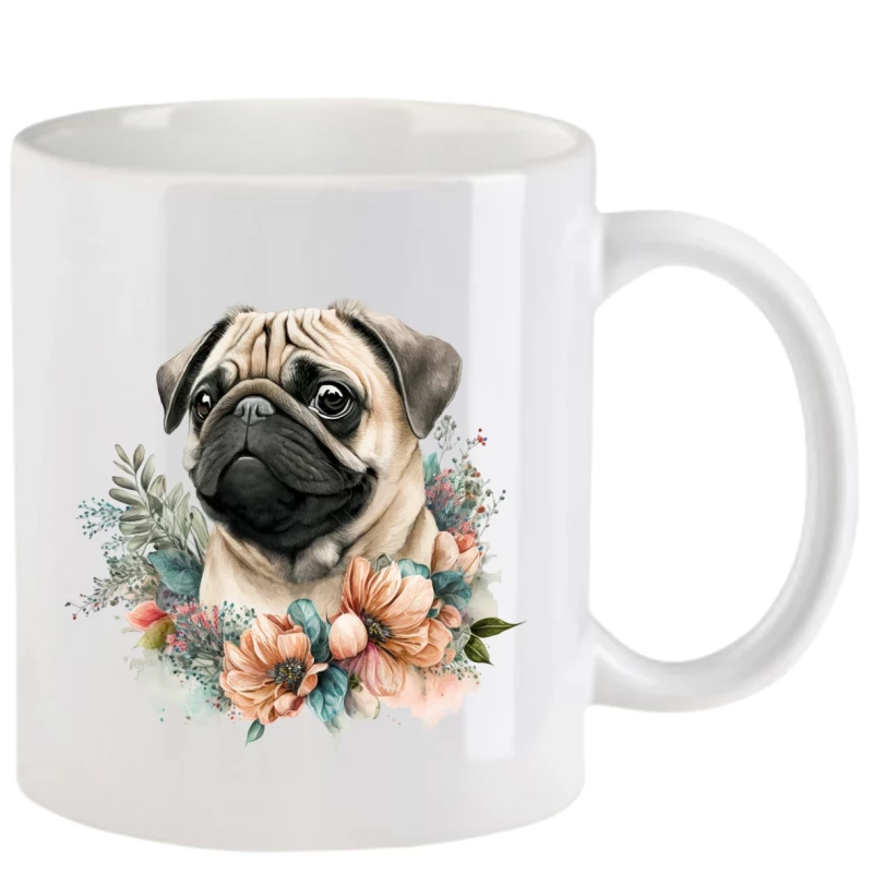 Tasse mit Mops aquarell Teil 3