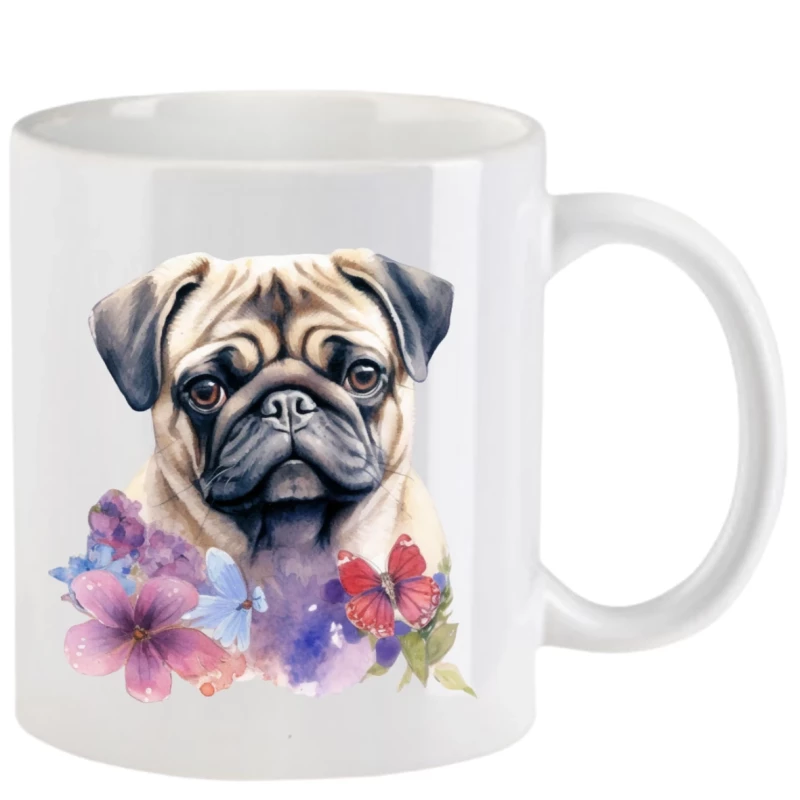 Tasse mit Mops aquarell Teil 3