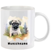 Tasse mit Mops aquarell Teil 3