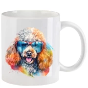 Tasse mit Pudel mit Brille aquarell