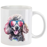 Tasse mit Pudel mit Brille aquarell