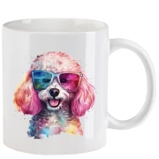 Tasse mit Pudel mit Brille aquarell