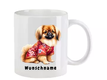 Tasse mit Pekinese aquarell