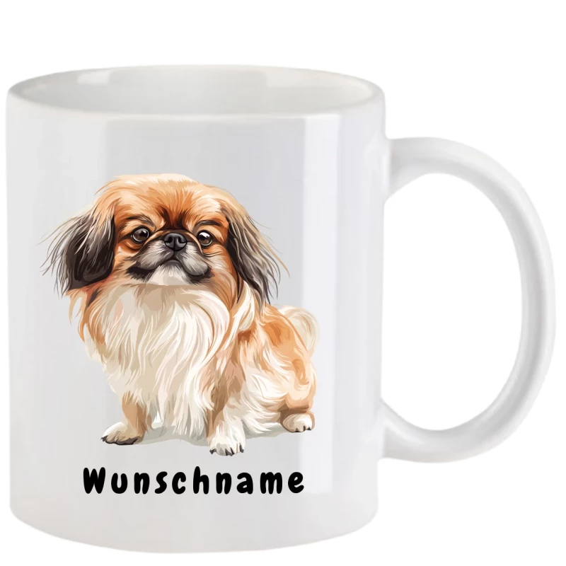 Tasse mit Pekinese aquarell