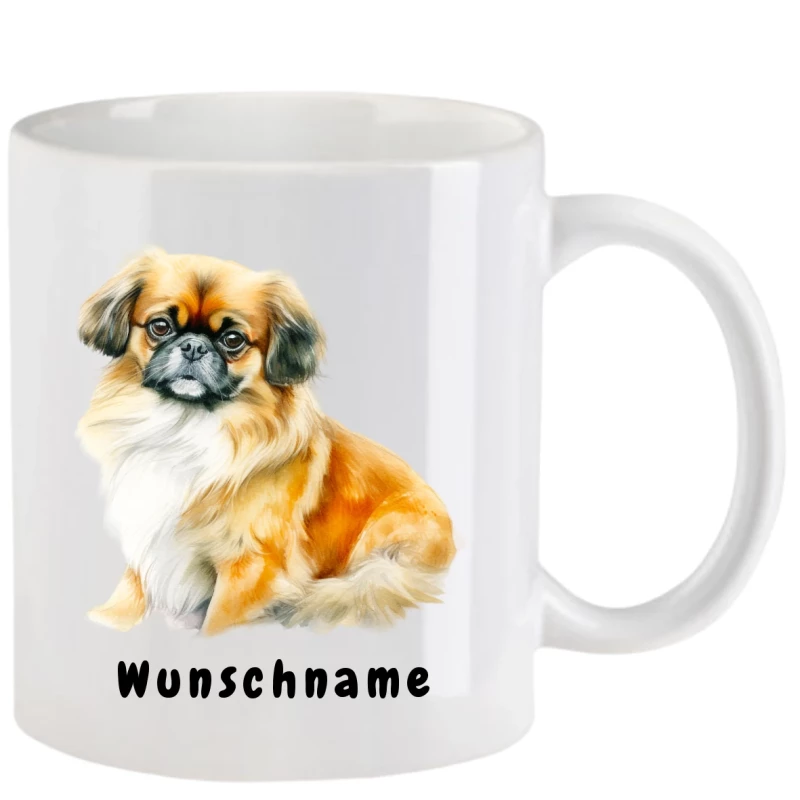 Tasse mit Pekinese aquarell