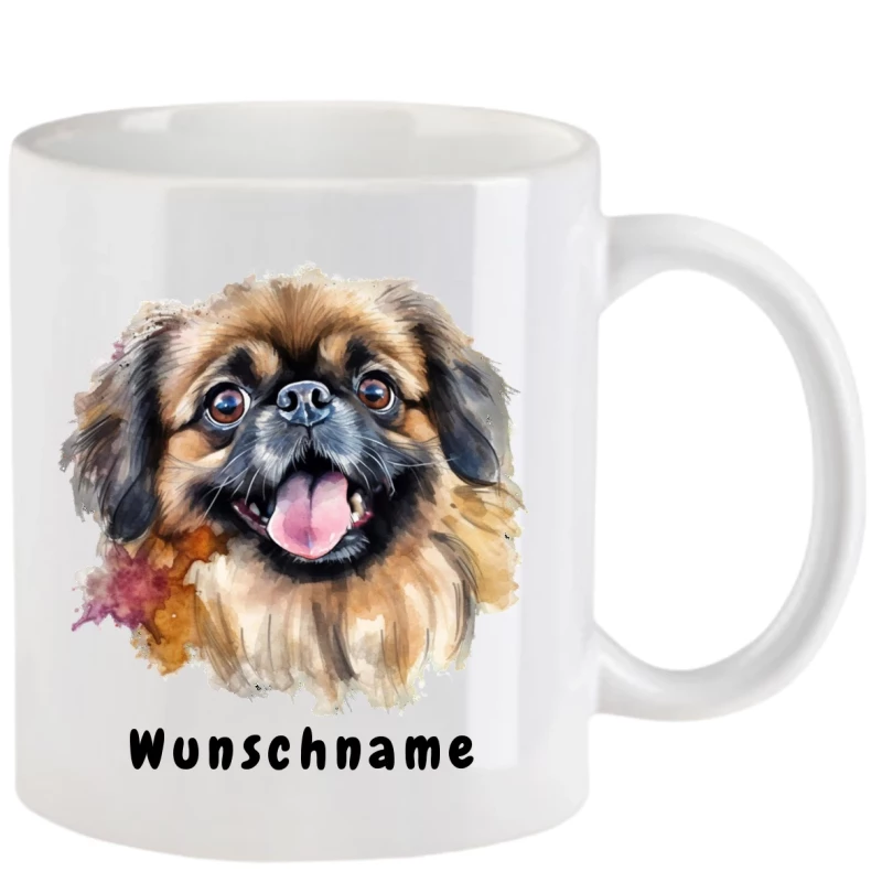 Tasse mit Pekinese aquarell