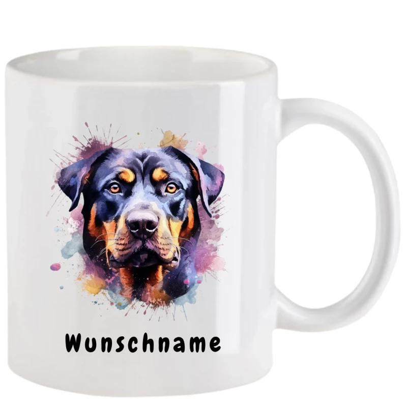 Tasse mit Rottweiler aquarell