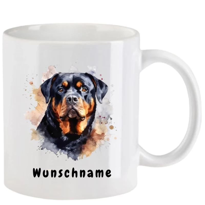 Tasse mit Rottweiler aquarell