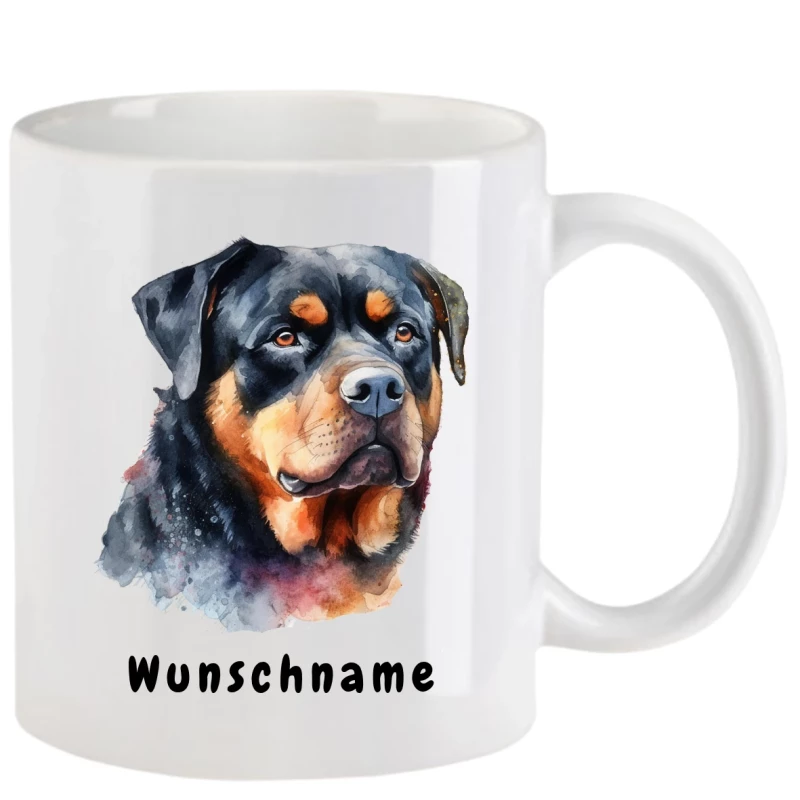 Tasse mit Rottweiler aquarell