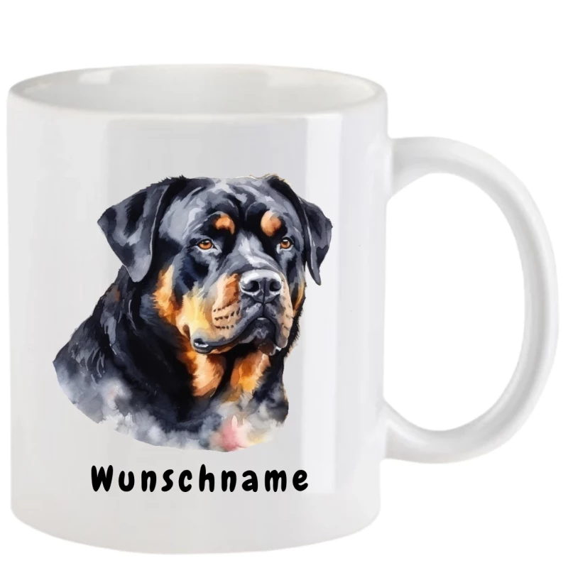 Tasse mit Rottweiler aquarell