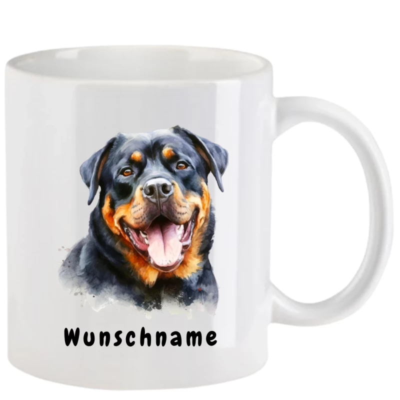 Tasse mit Rottweiler aquarell