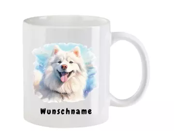 Tasse mit Samojede aquarell