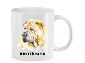 Tasse mit Shar Pei aquarell